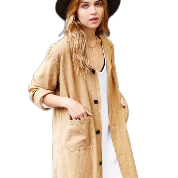 NWOT Urban Renewal Vintage Linen Shop Coat in Neutral - Picture 1 of 9